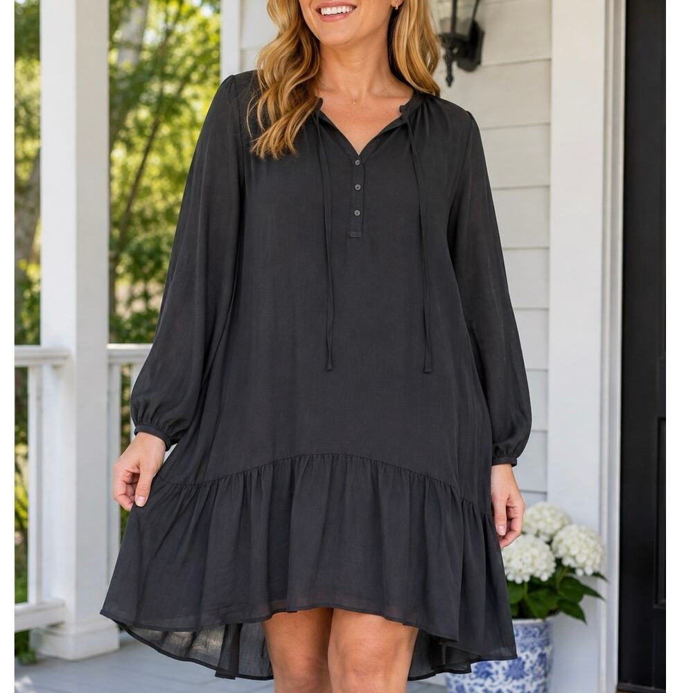 Draper James Women’s Black Tunic Flounce Shirt Dress Size XXL